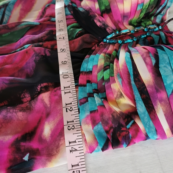 Betsy & Adam Multi Colored Maxi Gown Size 6 - Picture 8 of 11